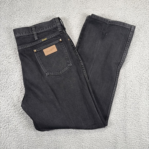 Vintage Wrangler Jeans‎ Cowboy Cut Mens 36x30 Black Starched Rodeo Rancher - Picture 1 of 8